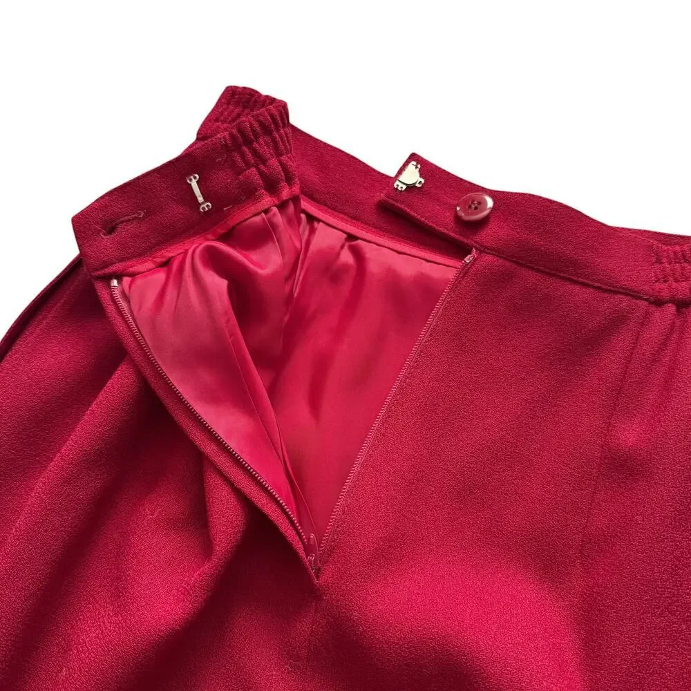 VTG Talbots 100%‎ Wool Skirt Women's Sz 6 8 10 Red Pencil straight Vintage Midi